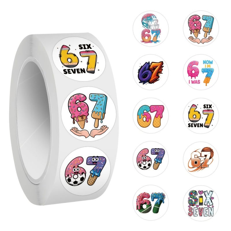 Pattern No 67 Roll 10 Styles 500 Pcs Stickers Decals For Water Bottles Scrapbook Journaling Laptop Party Favors Birthday Decorate Roller Skating Cycling - Image 1