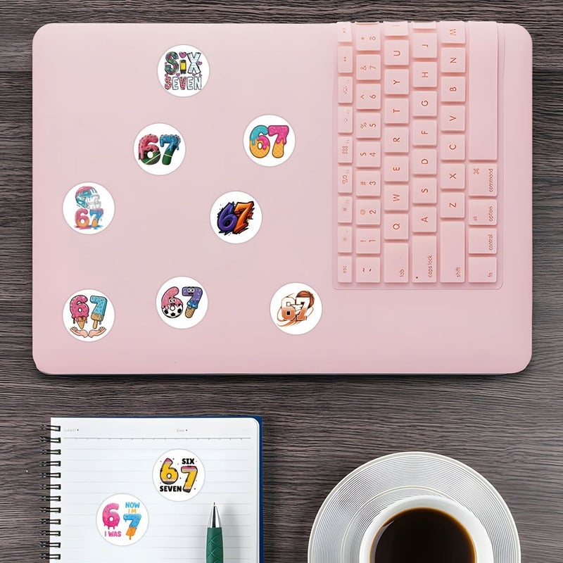 Pattern No 67 Roll 10 Styles 500 Pcs Stickers Decals For Water Bottles Scrapbook Journaling Laptop Party Favors Birthday Decorate Roller Skating Cycling - Image 5