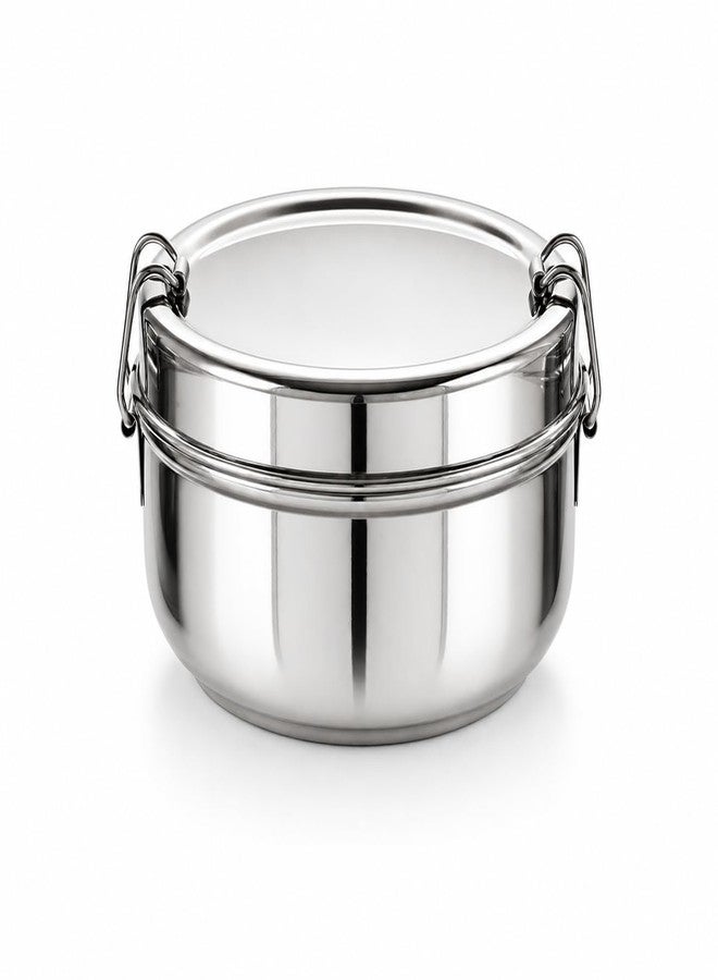 Vooli Food Grade Stainless Steel Lunch Box Leak Proof Container with Strong Lock Kids and Adults Meal Pack Lunch Box/Tiffin Kids/School with Steel Separator Plate and Locking Clip, Set of 10CM Pack Of 1 Set - Image 5