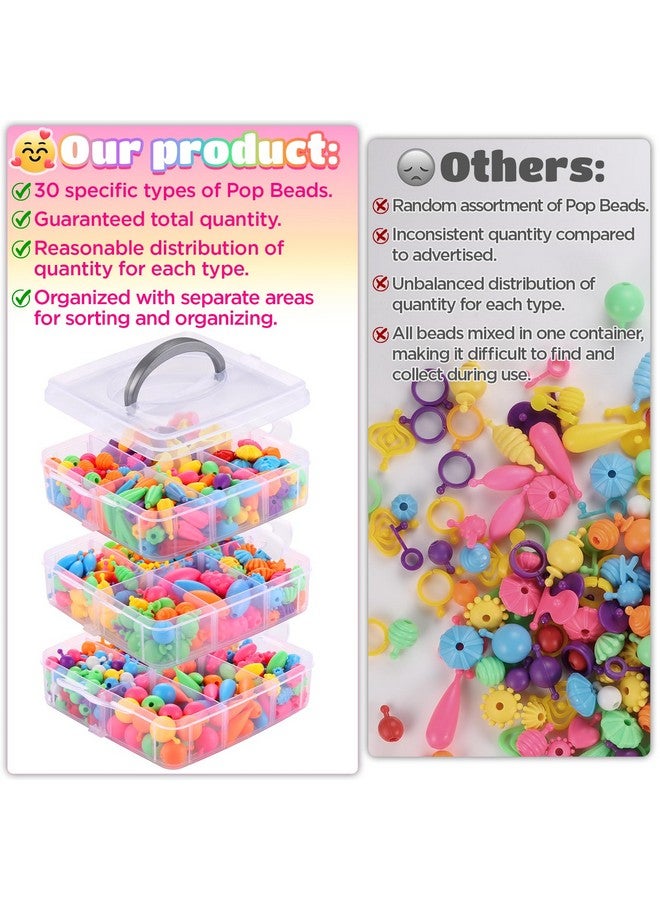 Funtopia Pop Beads, 700+ Pcs Arts and Crafts for Kids 4-6, Snap Beads DIY Bracelet Necklace Ring Anklet Set, Birthday Party Creativity Toys for Girls Toddlers Ages 3 4 5 6 (X-Large) - Image 4