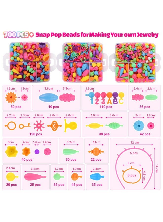 Funtopia Pop Beads, 700+ Pcs Arts and Crafts for Kids 4-6, Snap Beads DIY Bracelet Necklace Ring Anklet Set, Birthday Party Creativity Toys for Girls Toddlers Ages 3 4 5 6 (X-Large) - Image 2