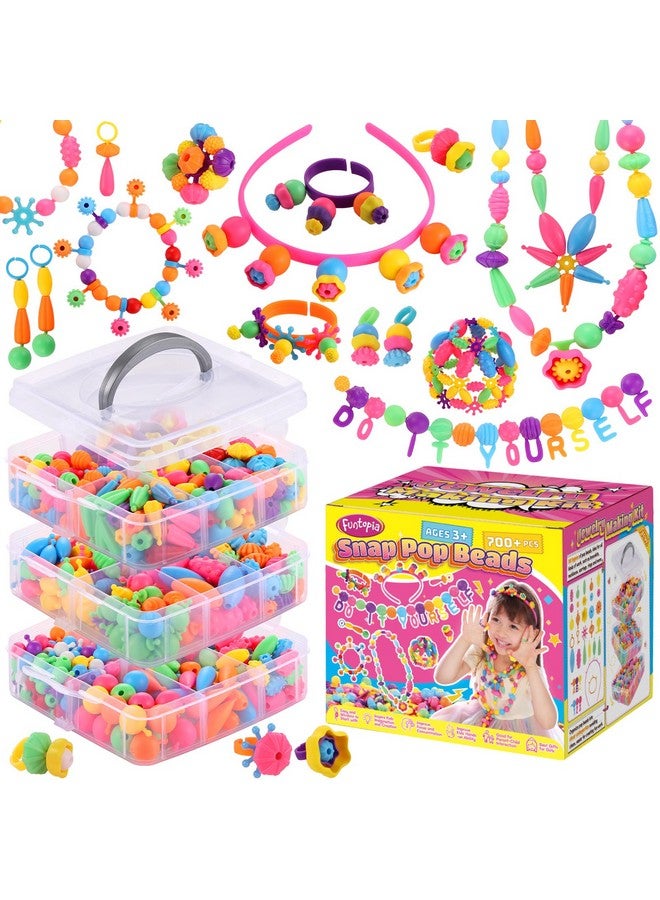 Funtopia Pop Beads, 700+ Pcs Arts and Crafts for Kids 4-6, Snap Beads DIY Bracelet Necklace Ring Anklet Set, Birthday Party Creativity Toys for Girls Toddlers Ages 3 4 5 6 (X-Large) - Image 1