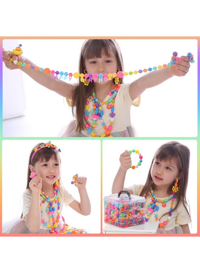 Funtopia Pop Beads, 700+ Pcs Arts and Crafts for Kids 4-6, Snap Beads DIY Bracelet Necklace Ring Anklet Set, Birthday Party Creativity Toys for Girls Toddlers Ages 3 4 5 6 (X-Large) - Image 5