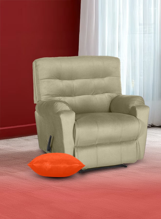 باك كومفرت طقم الأحلام | كرسي استرخاء مخملي بيج + كوشن أورنج 65x65 سم - Image 4