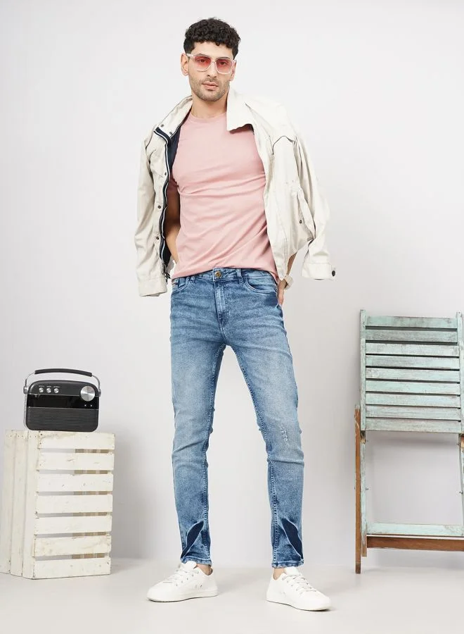 The Indian Garage Co Men Slim Fit Solid Mid-Rise Stretchable Jeans