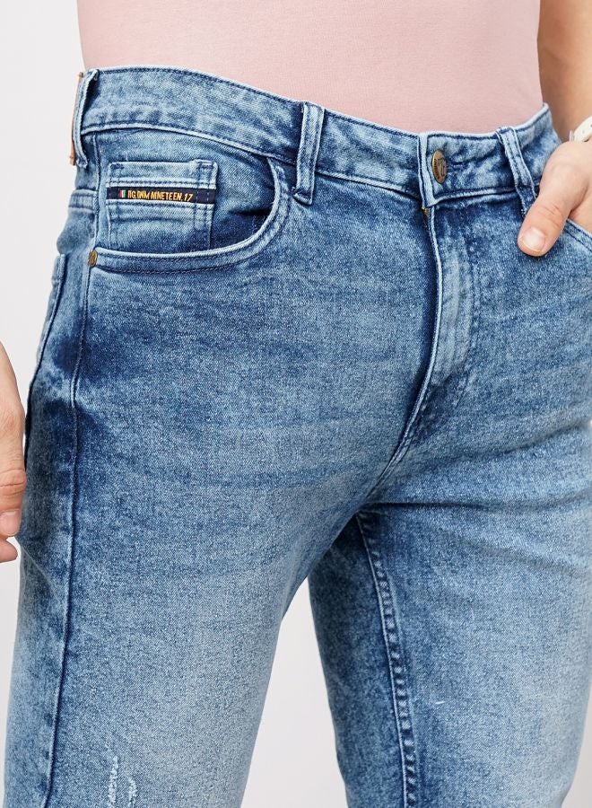 The Indian Garage Co Men Slim Fit Solid Mid-Rise Stretchable Jeans  - Image 5