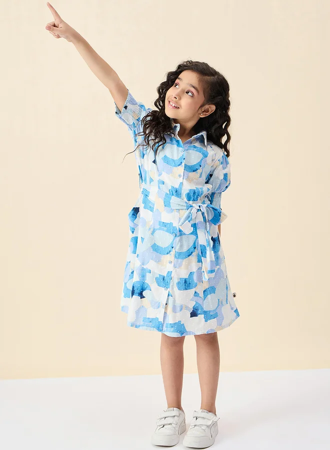 ستايلو بج Stylo Bug All Over Print Shirt Dress with Tie Belt