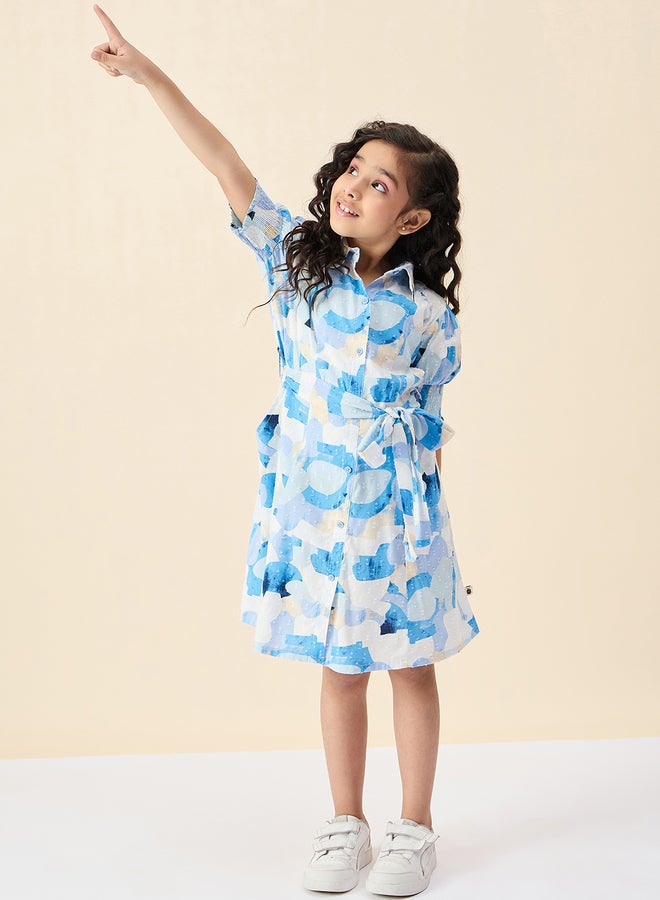 ستايلو بج فستان قميص بطبعة كاملة من ستايلو باغ مع حزام ربط - Image 1