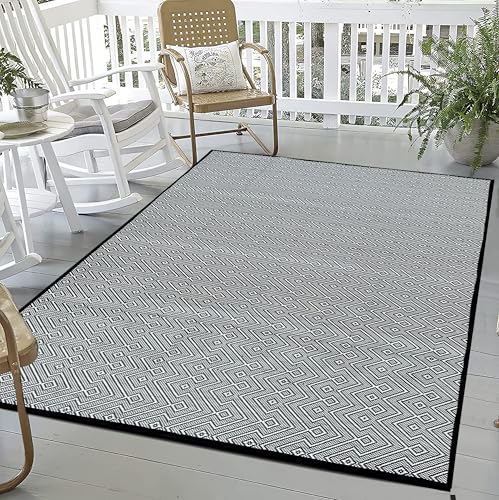 ARSUK Outdoor Patio Rug (7 x 5 ft) - Weatherproof, Indoor and Outdoor Use, Ideal for Garden, Camping, Balcony Carpet, Picnic, Backyard, Lightweight, Foldable, Recycled Plastic - Image 4