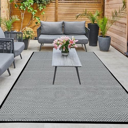 ARSUK Outdoor Patio Rug (7 x 5 ft) - Weatherproof, Indoor and Outdoor Use, Ideal for Garden, Camping, Balcony Carpet, Picnic, Backyard, Lightweight, Foldable, Recycled Plastic - Image 5
