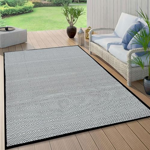 ARSUK Outdoor Patio Rug (7 x 5 ft) - Weatherproof, Indoor and Outdoor Use, Ideal for Garden, Camping, Balcony Carpet, Picnic, Backyard, Lightweight, Foldable, Recycled Plastic - Image 1