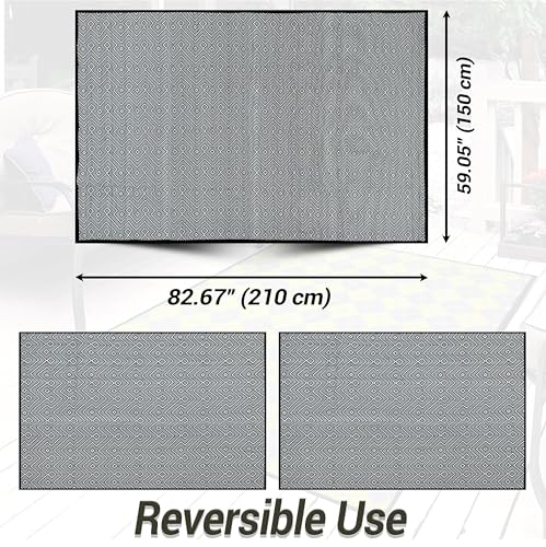 ARSUK Outdoor Patio Rug (7 x 5 ft) - Weatherproof, Indoor and Outdoor Use, Ideal for Garden, Camping, Balcony Carpet, Picnic, Backyard, Lightweight, Foldable, Recycled Plastic - Image 2
