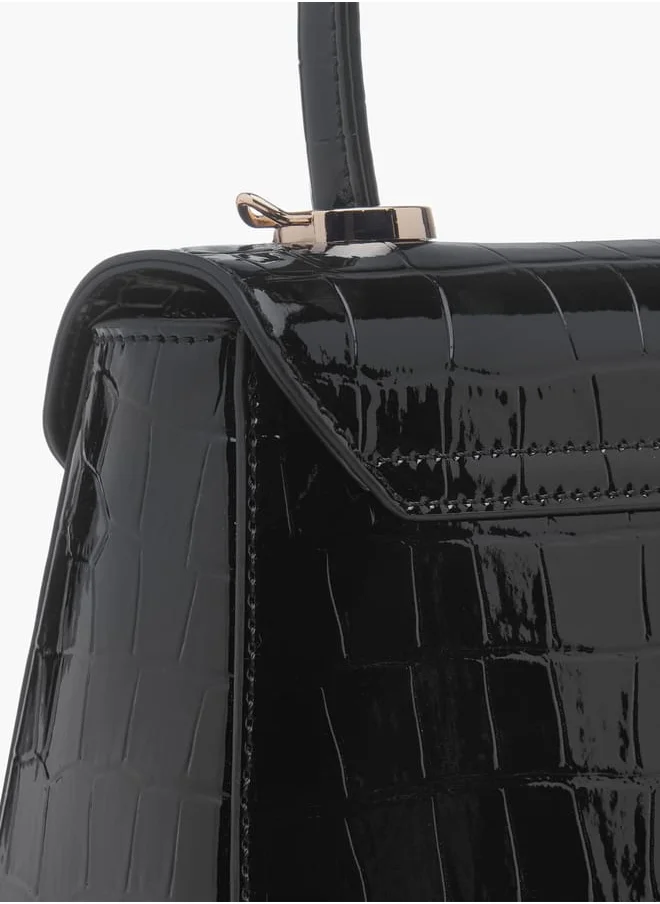 Celeste Womens Textured Satchel Bag With Flap Closure And Detachable Strap
