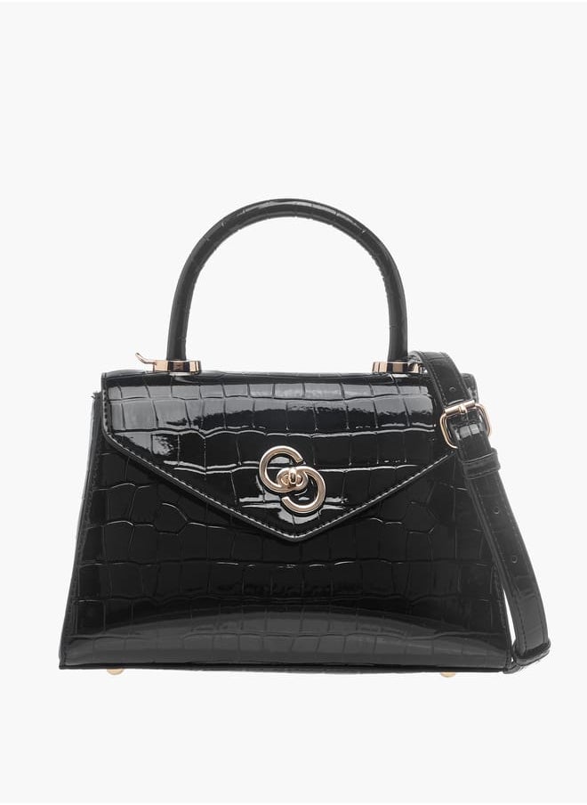 Celeste Womens Textured Satchel Bag With Flap Closure And Detachable Strap  - Image 1