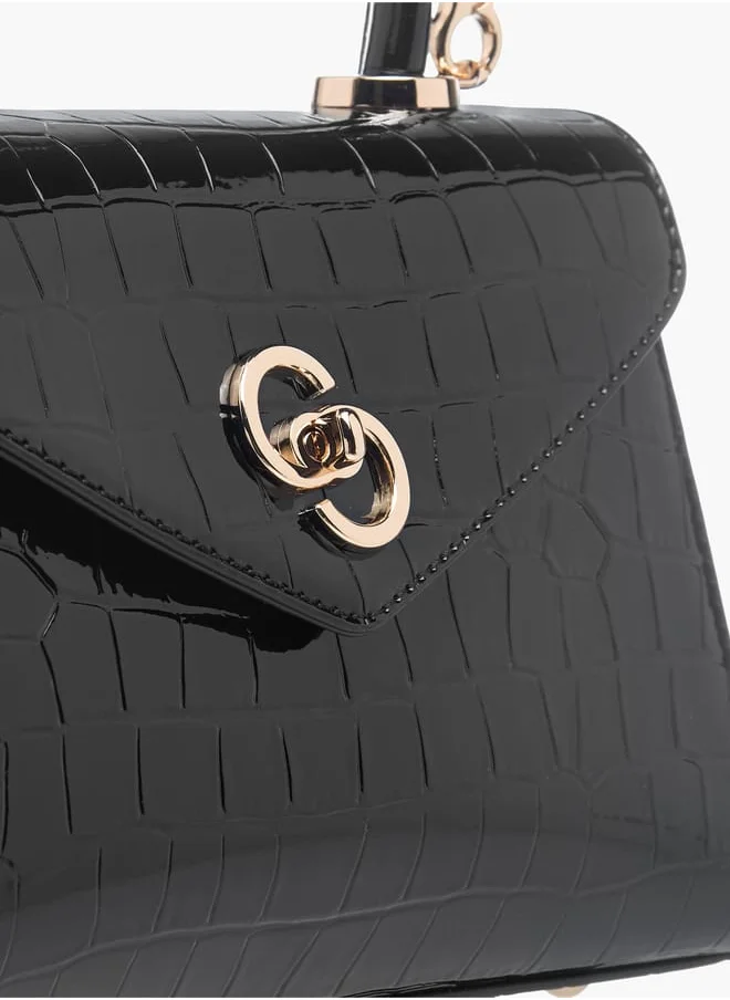 Celeste Womens Textured Satchel Bag With Flap Closure And Detachable Strap