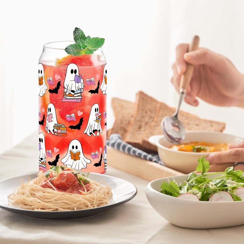 RVEAFA Halloween Gifts for Book Lovers Women Cute Halloween Ghost Reader Iced Coffee Cup with Lid and Straw 16oz Book Themed Bookworm Reading Gifts for Librarian Reader - Image 5