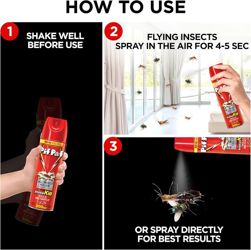 Pif Paf All Insect Killer | Kills Cockroaches, Ants, Flies & Mosquitoes | Insect Killer Spray with Best Ever Formulation, 300 ml - Image 3