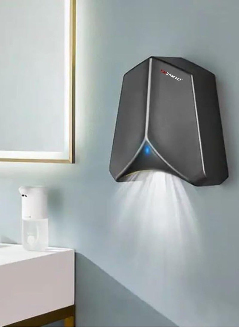 DMInteract DM-AB300 1100W, 220V at 50Hz Electric Powered, Automatic 90m/s High Speed Hand Dryer With HEPA, 45℃ Hot And Cold Wind Temperature For Office, Hotel, Household (Grey Color) - Image 3