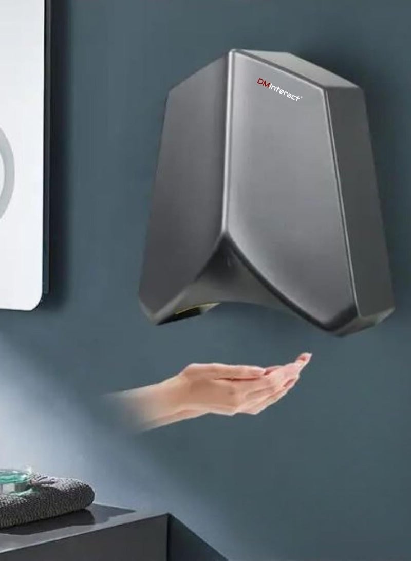 DMInteract DM-AB300 1100W, 220V at 50Hz Electric Powered, Automatic 90m/s High Speed Hand Dryer With HEPA, 45℃ Hot And Cold Wind Temperature For Office, Hotel, Household (Grey Color) - Image 4