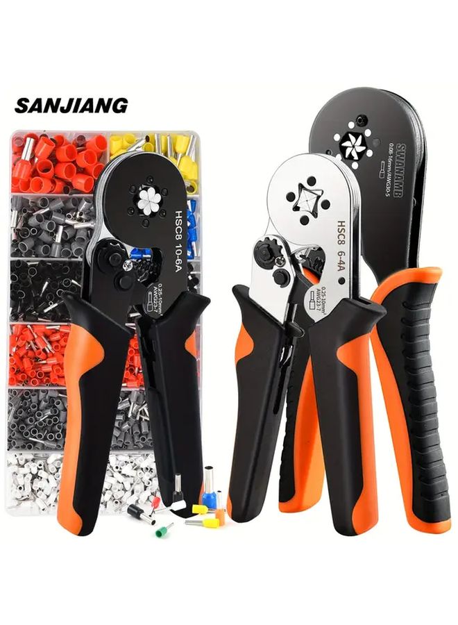 SANJIAN Gang HSC8 6 4A 1200PCS Kit Cold Press Terminal Crimping Tool Carbon Steel Handle Electrical Pliers - Image 1
