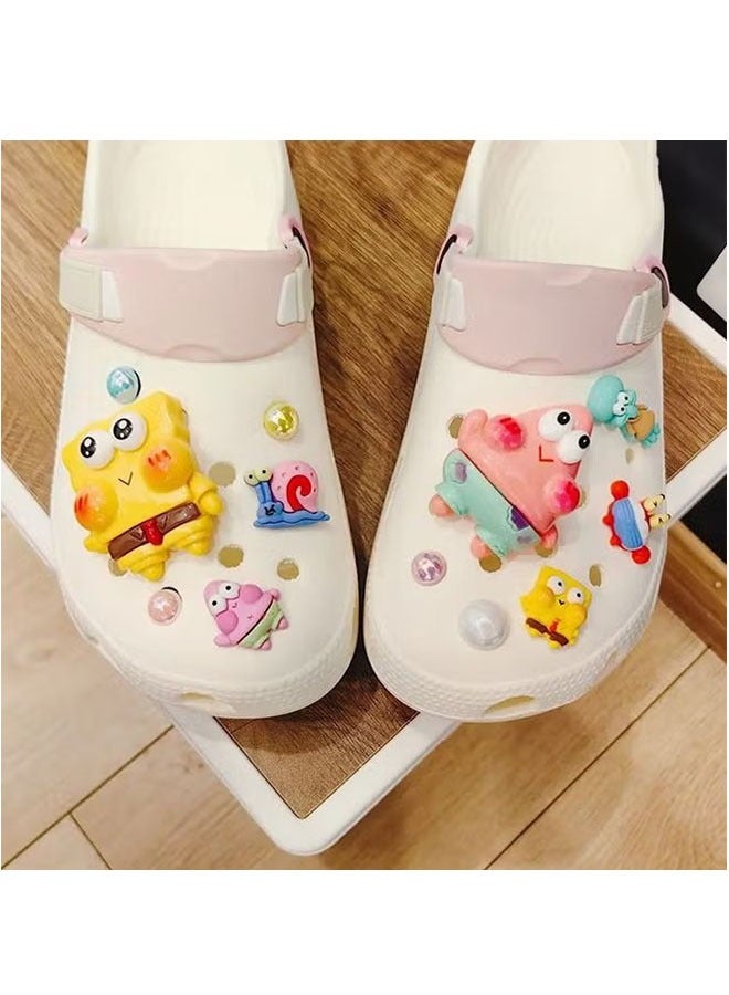 سبونج بوب سكوير بانتس 12 قطعة من الرسوم المتحركة ثلاثية الأبعاد لأحذية كروكس، مجموعة إكسسوارات أحذية لطيفة، ديكورات أحذية متطابقة يمكنك صنعها بنفسك، حلي كروكس الرائعة والملونة، ديكورات أحذية سبونج بوب (الأحذية غير متضمنة) - Image 2