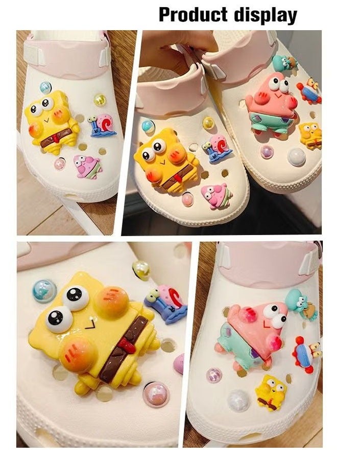 سبونج بوب سكوير بانتس 12 قطعة من الرسوم المتحركة ثلاثية الأبعاد لأحذية كروكس، مجموعة إكسسوارات أحذية لطيفة، ديكورات أحذية متطابقة يمكنك صنعها بنفسك، حلي كروكس الرائعة والملونة، ديكورات أحذية سبونج بوب (الأحذية غير متضمنة) - Image 3