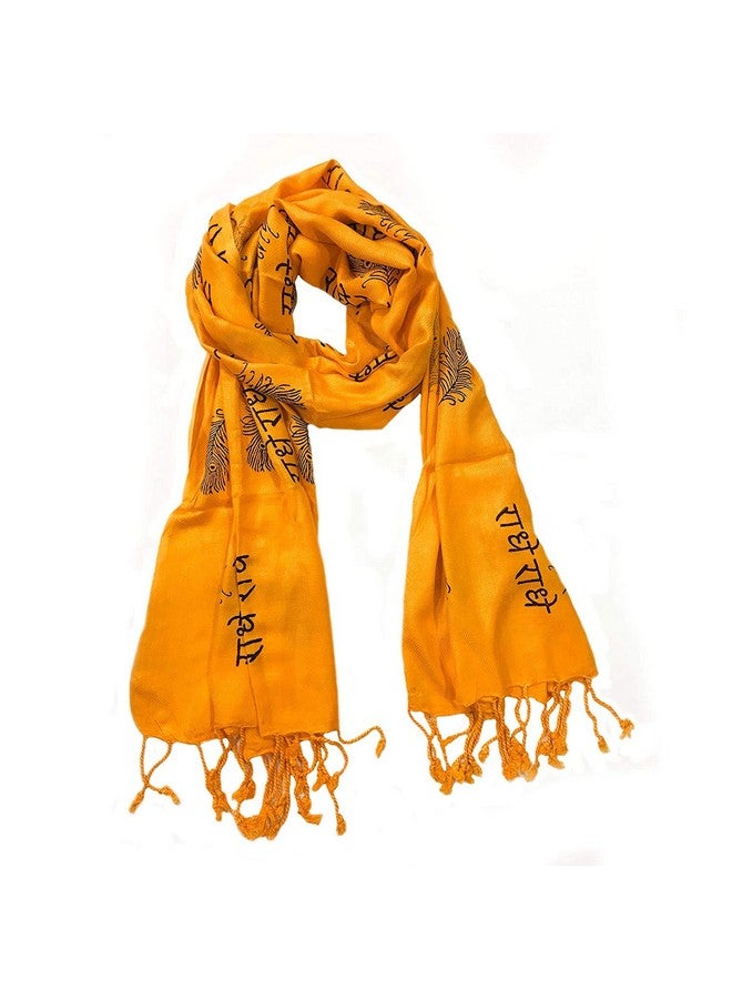 SAMAST Cotton Radhe Radhe Printed Stole (Scarf) for Men and Women (1 Unit Orange Stole), For Unisex - Image 1