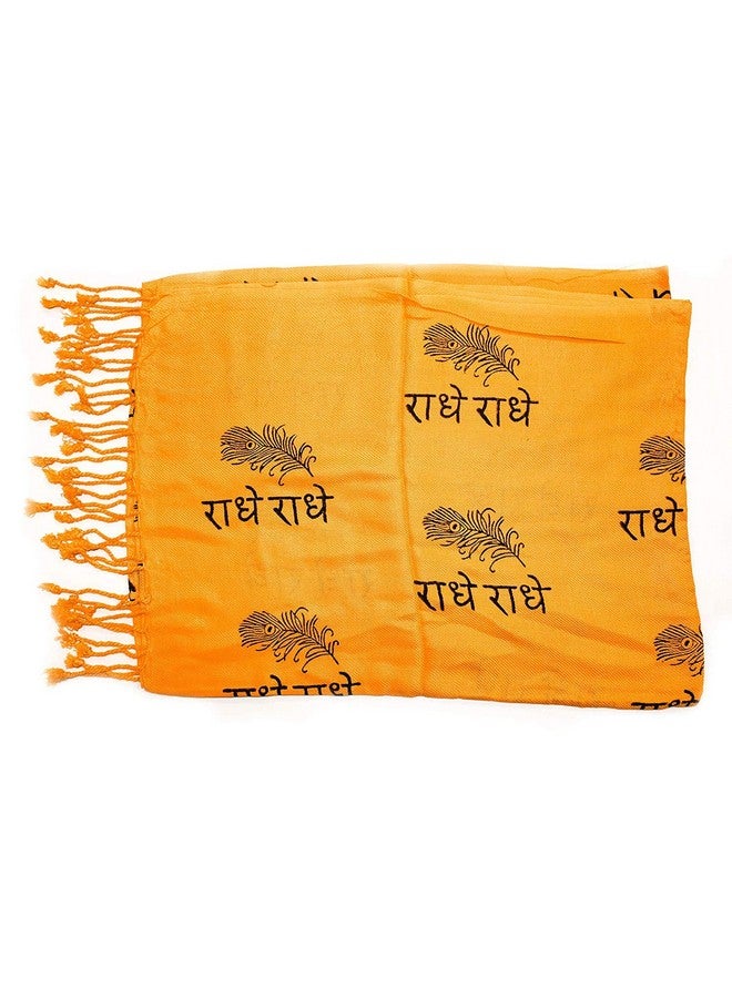SAMAST Cotton Radhe Radhe Printed Stole (Scarf) for Men and Women (1 Unit Orange Stole), For Unisex - Image 3