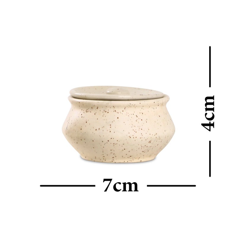 Caffeine Ceramic Stonwear Handmade Cream Matte Dip and Sauce Set of 6 - Image 4