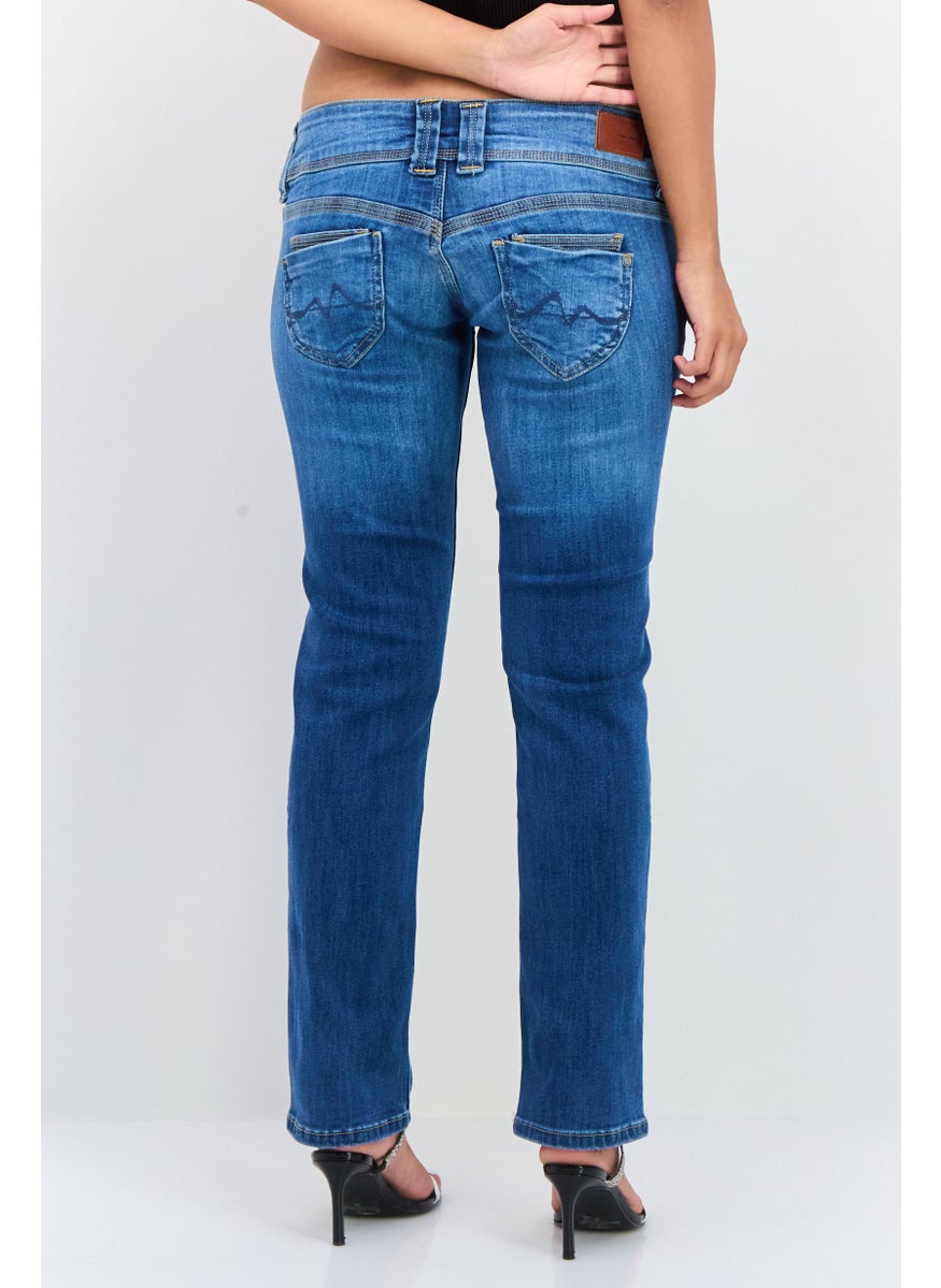 Pepe Jeans Women Regular Fit Low Waist Stretchable Straight Leg Jeans, Medium Wash  - Image 4