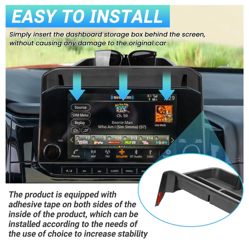 Sinminou Center Console Organizer Dashboard Tray Compatible with 2022-2025 Nissan Pathfinder Accessories, Dashboard Storage Organizer Box Behind Screen Sunglass Tissue Holder(Only Fit 9-inch Screen) - Image 5