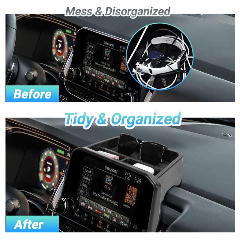 Sinminou Center Console Organizer Dashboard Tray Compatible with 2022-2025 Nissan Pathfinder Accessories, Dashboard Storage Organizer Box Behind Screen Sunglass Tissue Holder(Only Fit 9-inch Screen) - Image 4