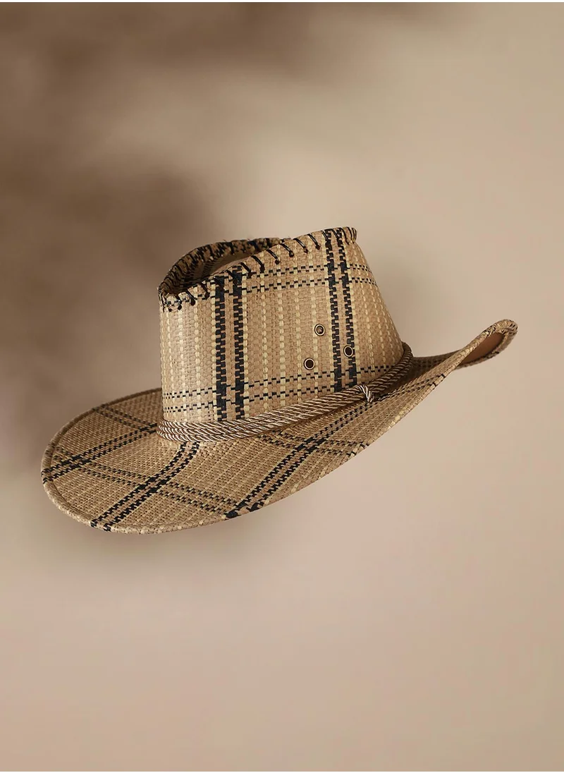 Haute Sauce Checkered Cowboy Hat - Brown