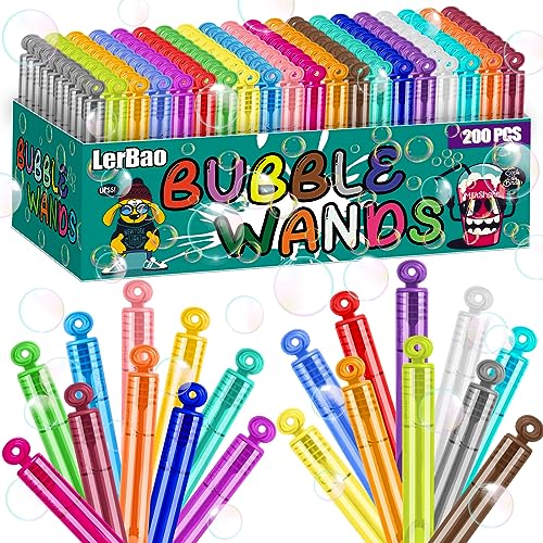 LerBao 200Pcs 20Colors Circle Mini Bubble WandsBulk Bubbles Wandfor Kids Party FavorsBirthdayBeach Outdoor Garden Classroom Bathe Time Valentines Day Easter Stuffer Halloween Christmas - Image 1