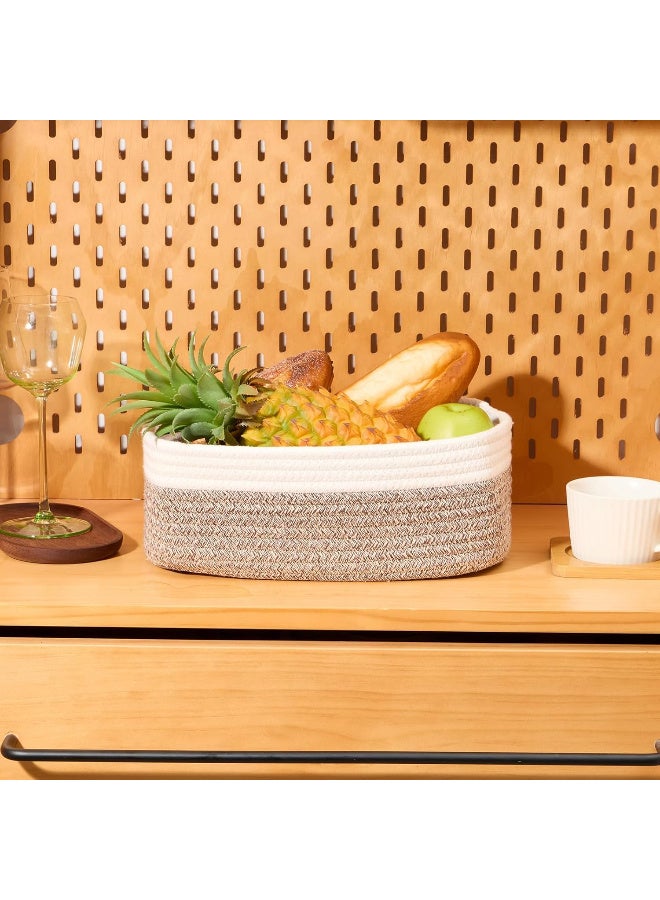 Kawkab White linen-colored shelf storage basket, 3-piece set, dimensions: 30*19*12cm. Small cotton rope woven basket, small storage box for nurseries, bathrooms, closets, cube shelves, decorations, and gift baskets. Used for organizing bathroom shelves, small cotton woven baskets, and nursery decoration baskets. - Image 5