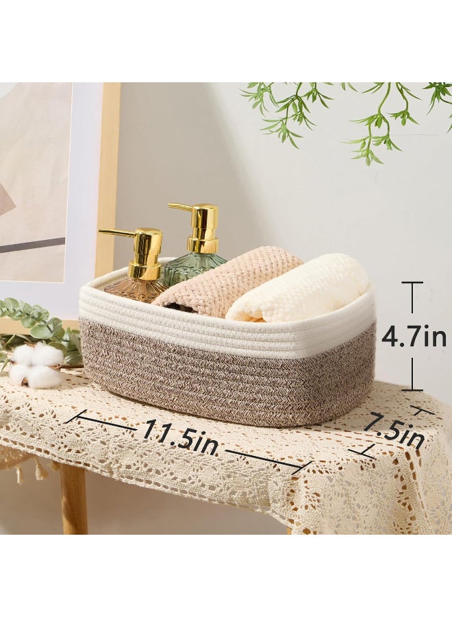 Kawkab White linen-colored shelf storage basket, 3-piece set, dimensions: 30*19*12cm. Small cotton rope woven basket, small storage box for nurseries, bathrooms, closets, cube shelves, decorations, and gift baskets. Used for organizing bathroom shelves, small cotton woven baskets, and nursery decoration baskets. - Image 3