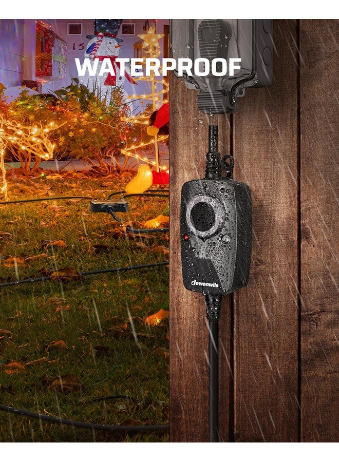 ديوينويلز مؤقت إضاءة خارجي مقاوم للعوامل الجوية من DEWENWILS مع سلك تمديد بطول 12 قدمًا، ومفتاح مؤقت للخلايا الضوئية مع 3 منافذ مؤرضة لديكورات العطلات، وإضاءة المناظر الطبيعية، وأضواء خيطية، ومعتمد من UL - Image 3