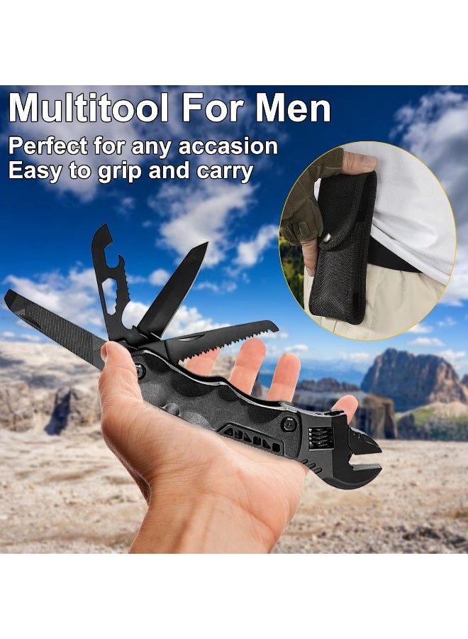YOUMI Multitool Wrench, Adjustable Wrench with Flathead Phillips Screwdriver, Nail File, Bottle Can Opener, Screwdriver reservoir, Multifunctional Purpose Stainless Steel Tool (black)  - Image 2