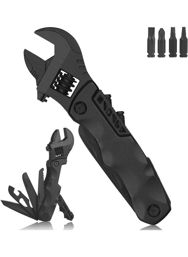 YOUMI Multitool Wrench, Adjustable Wrench with Flathead Phillips Screwdriver, Nail File, Bottle Can Opener, Screwdriver reservoir, Multifunctional Purpose Stainless Steel Tool (black)  - Image 4