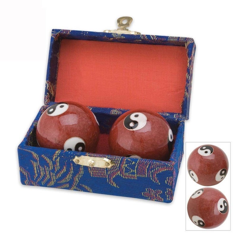 JapanBargain Set of 2 Chinese Baoding Balls Hand Exercise Therapy Balls Stress Reliefe Balls Red