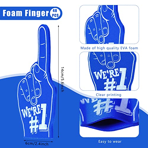 Sosation 48 Pieces Mini Foam Fingers 56 Inch Cheerleading Hand for Sports Cheer School Spirit Craft Foam Fingers for Sports Events Games Party SuppliesBlueWere 1 - Image 5