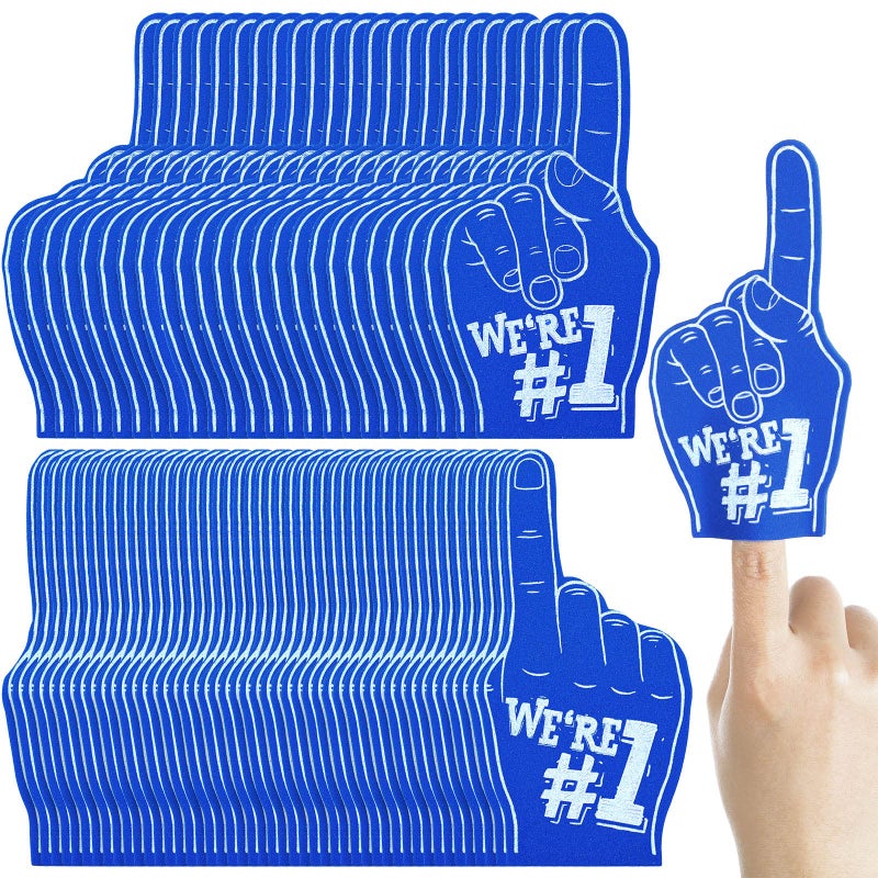 Sosation 48 Pieces Mini Foam Fingers 56 Inch Cheerleading Hand for Sports Cheer School Spirit Craft Foam Fingers for Sports Events Games Party SuppliesBlueWere 1 - Image 3
