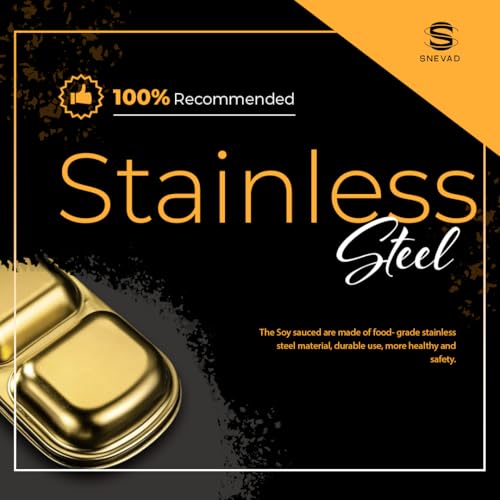Snevad Stainless Steel Three Appetizer Plate for Dipping Sauces Dinnerware for Home and Restaurant Use Vinegar Soy Spice Condiment Tray Divided Seasoning Sauce Dip Bowl [3 Compartment] Sauce Plate - Image 4
