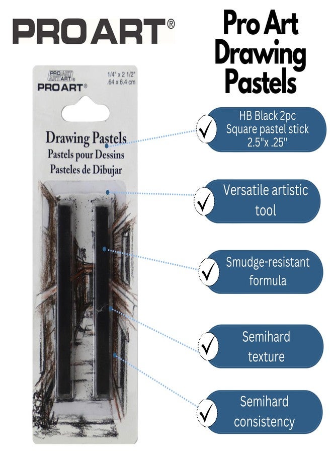 PRO ART Drawing Pastels HB Black 2pc - Image 2