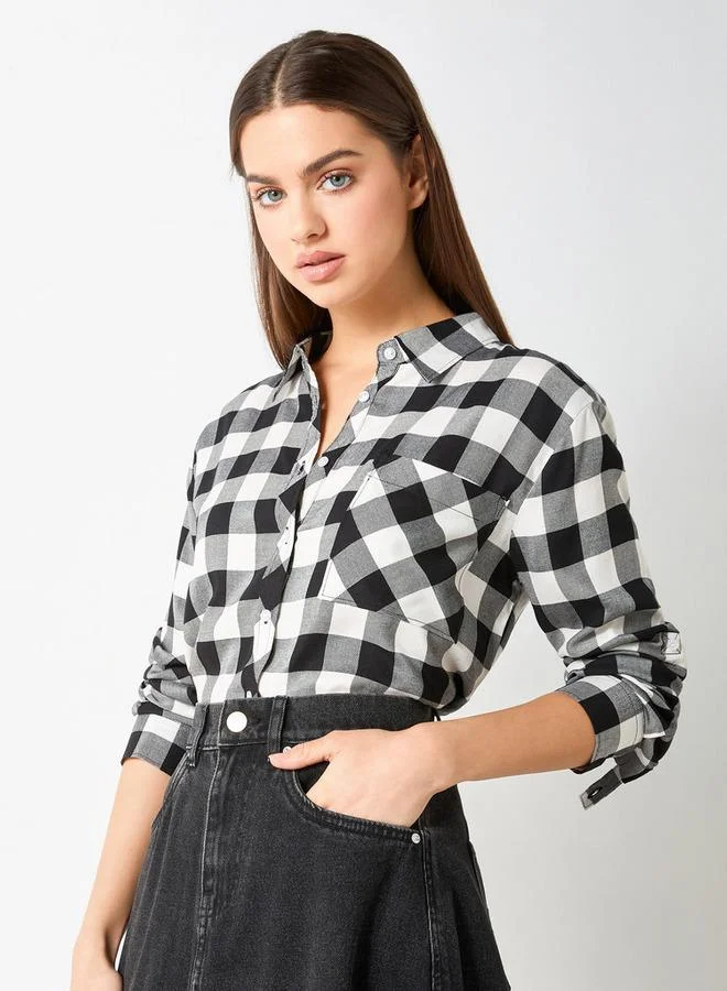 لي كوبر قميص كاروهات بأكمام طويلة وقصة مريحة من لي كوبر