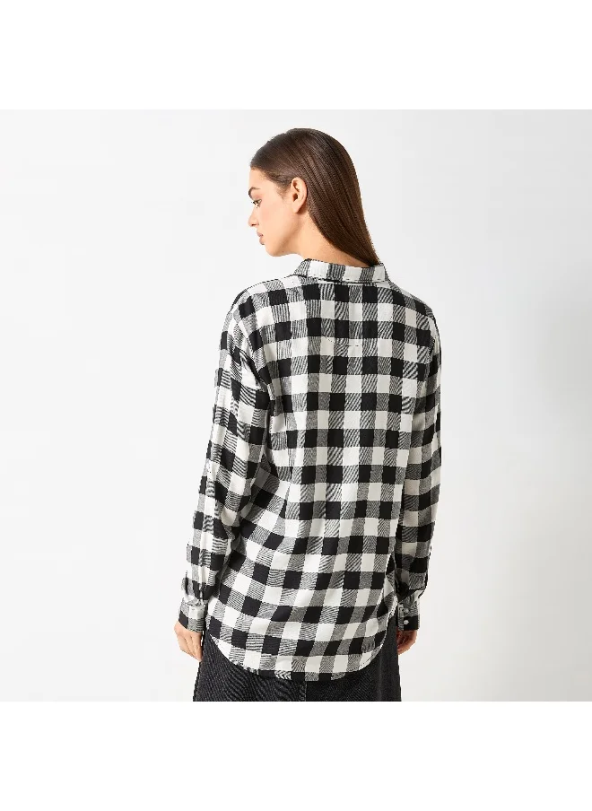 Lee Cooper Lee Cooper Relaxed Fit Checked Shirt with Long Sleeves