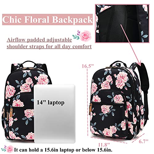 Leaper Water-resistant Floral Laptop Backpack School Travel Bag Bookbags Satchel - Image 3