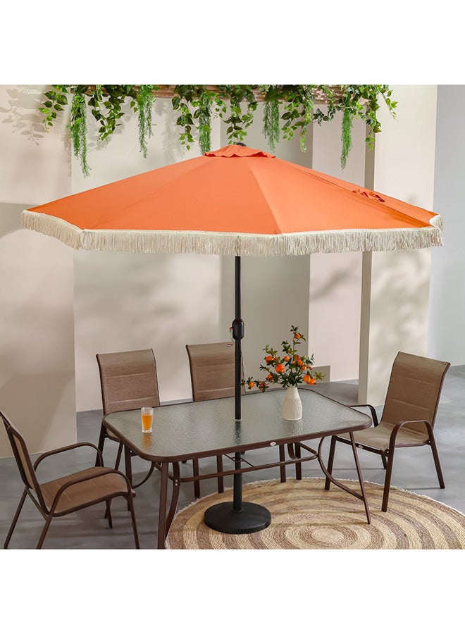 DANUBE HOME Oasis Umbrella With Tassel Without Base 2.7m Adjustable Patio Parasol | Modern Design Outdoor Sun Shade Waterproof Canopy With UV Protection For Balcony Beach Pool 270x270 Cm - Orange  - Image 3