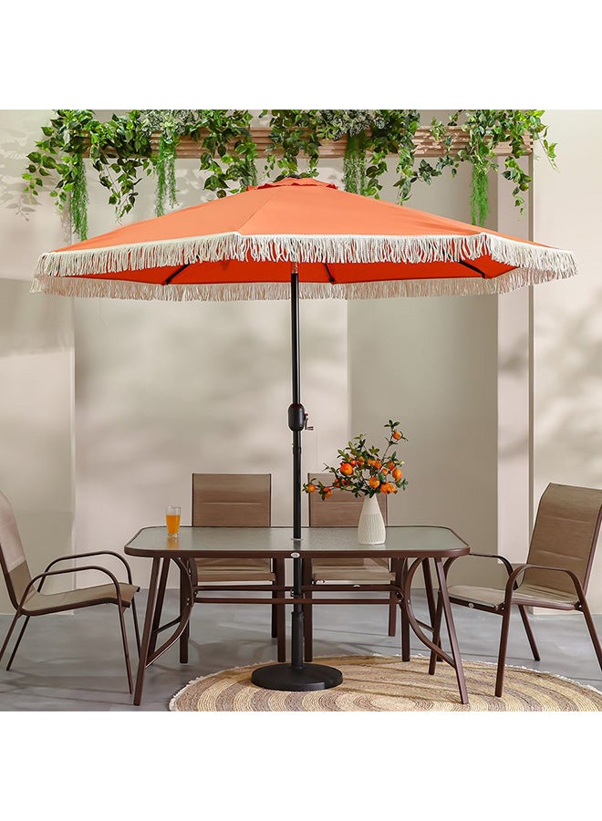 DANUBE HOME Oasis Umbrella With Tassel Without Base 2.7m Adjustable Patio Parasol | Modern Design Outdoor Sun Shade Waterproof Canopy With UV Protection For Balcony Beach Pool 270x270 Cm - Orange  - Image 2