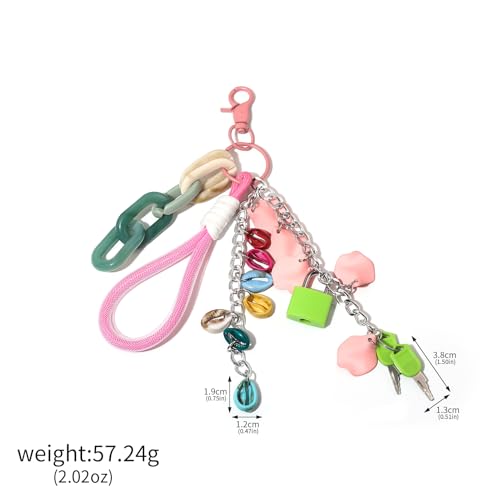 SORGERLY Rope Lock Charm Keychain - Y2K Key Chain, Cute Bag Purse Charms for Handbags Accessories - Jewelry Gift for Women (Yellow Lock and Rope) - Image 2